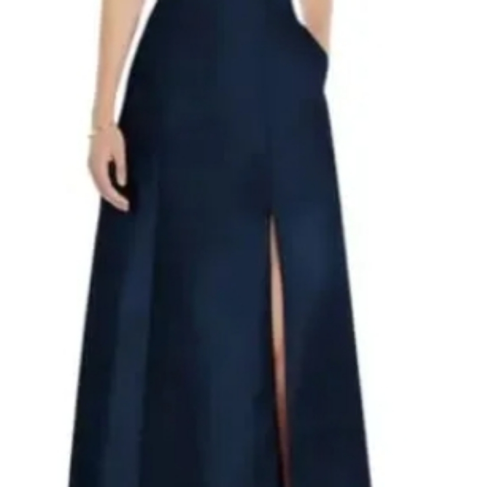 Blue satin long dress for wedding
